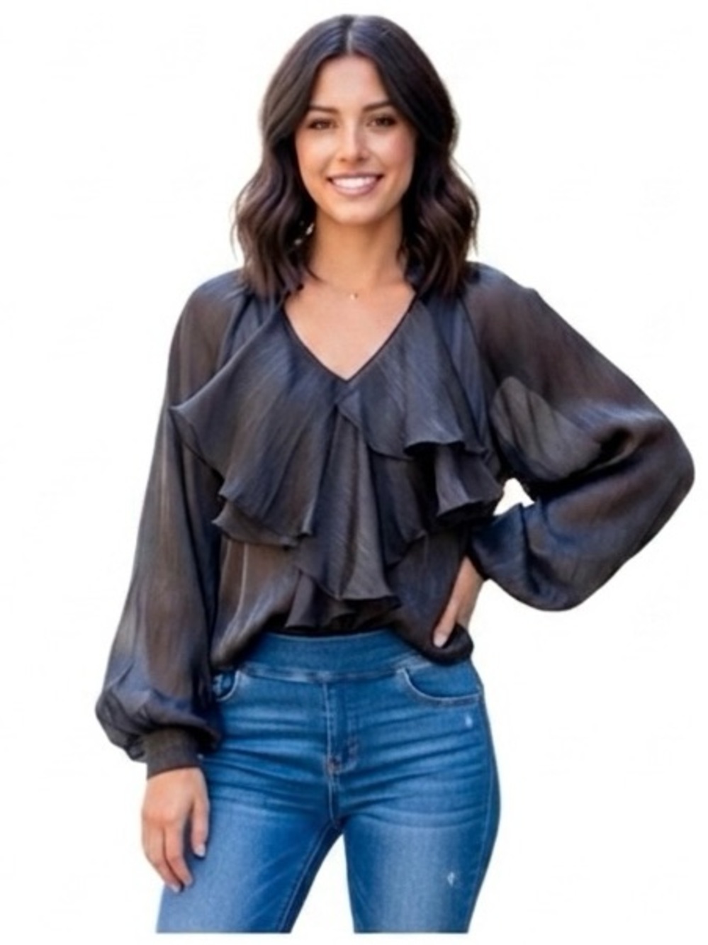 NWT CQ By CQ Black Sheer Blouse